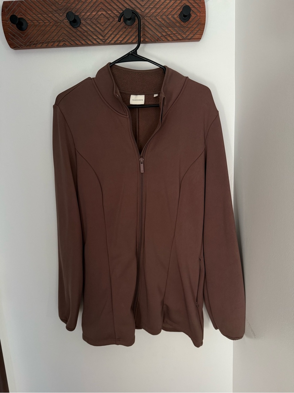 7 Diamonds Women's Brown Zip-Front Bomber Jacket